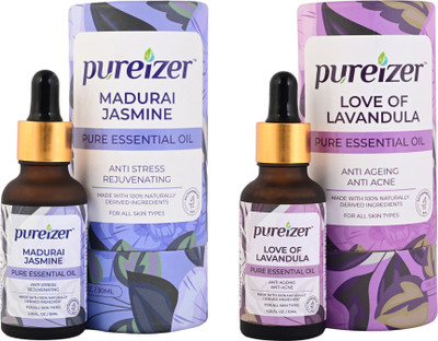 Pureizer Pure Jasmine & Lavender Essential Oils (Pack of 2)(60 ml)