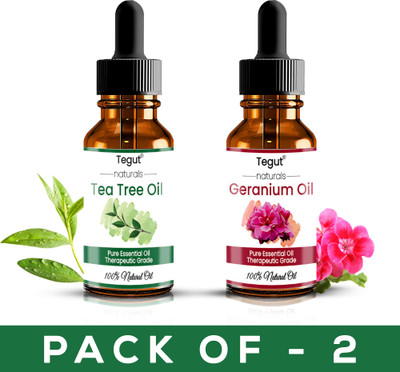 Tegut Essential Oils Tea Tree and Geranium Pure and Natural Oils 15ml (Pack of 2)(30 ml)