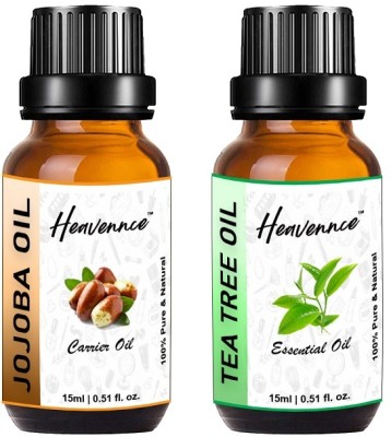 Heavennce Jojoba & Tea Tree Oil Combo for Cleansing, Skin & Hair Care, Pack of 2(30 ml)