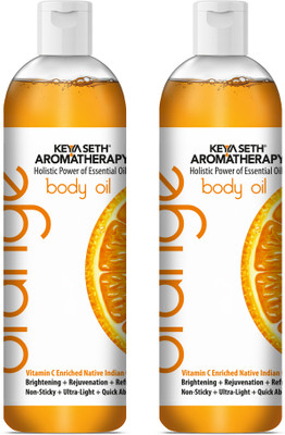 KEYA SETH AROMATHERAPY Skin Defence Orange Body Oil Skin Lightening, Rejuvenating Non-Sticky for Daily Use After Bath, Massage Oil Enriched with Orange & Vitamin C(400 ml)