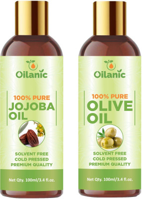 Oilanic Premium Jojoba Oil & Olive Oil Combo pack of 2 bottles of 100 ml(200 ml)(200 ml)