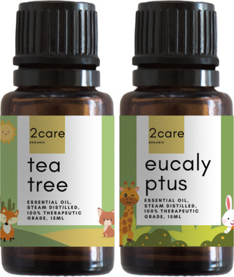 2 care Pack Of 2 Essential Oil Tea Tree and Eucalyptus Essential Oil (Pack Of 2)(30 ml)