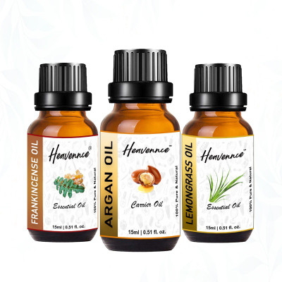 Heavennce Argan, Frankincense & Lemongrass Oil for Skin Brightening|Hair Repair|Pack of 3(45 ml)