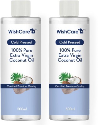 WishCare Premium Cold Pressed Extra-Virgin Coconut Oil - Pack of 2 (500ML Each)(1000 ml)