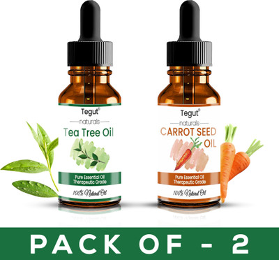 Tegut Essential Oils Tea Tree and Carrot Seed Pure and Natural Oils 15ml (Pack of 2)(30 ml)