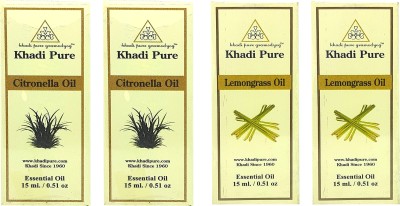 Khadi Pure Gramodyog Herbal Citronella & Lemongrass Essential Oil-Pack of 4 (60ml)(60 ml)