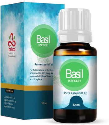 nebco aroma Basil Sweet Essential oil for Skin Glow And Hairs|Helps in Concentration(10 ml)