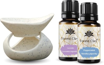 forest clay Essential Oil With Diffuser, Pack of 2-15 Ml Each (LAVENDER & PEPPERMINT)(15 ml)