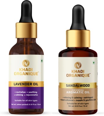 khadi ORGANIQUE Mix Fragrance Sandalwood & Lavender Essential Oil Combo(30 ml)