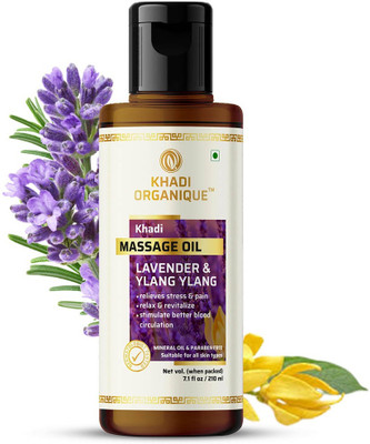 khadi ORGANIQUE Lavender & Ylang lang body Massage Revitilize Stimulate Better Blood Circulation(210 ml)