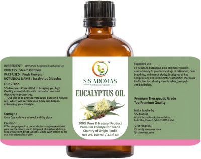 S S AROMAS Eucalyptus Oil For Cold & Cough For Pain Relief For Aromatherapy and Diffuser(100 ml)
