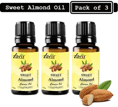 Tavis Sweet Almond Oil for Skin Care | Hair Care | Hydrating | Pack of 3(30 ml)