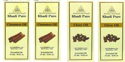 Khadi Pure Gramodyog Herbal Cinnamon & Clove Essential Oil-Pack of 4 (60ml)(60 ml)