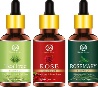 Nuerma Science Tea Tree Oil, Rose Oil & Rosemary Oil for Hair Growth 15 ML Each Hair Oil(45 g)