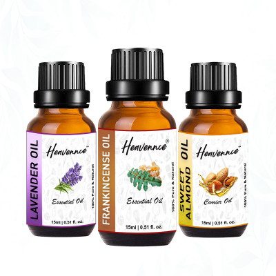 Heavennce Frankincense, Lavender, Sweet Almond Oil for Skin & Hair Care | Aroma |Pack of 3(45 ml)