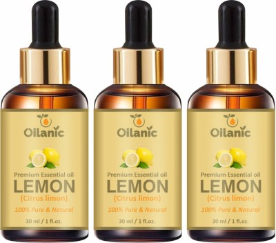 Oilanic Premium Lemon Essential Oil Combo pack of 3 bottles of 30 ml(90 ml)(90 ml)