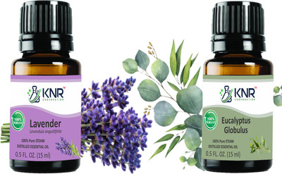 KNR CORPORATION Pure Lavender & Eucalyptus Essential Oil For Skin & Hair - 15ml Each (Pack Of 2)(30 ml)