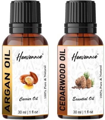 Heavennce Argan Oil | Cedarwood Oli Combo for Skin | Hair Care | Aromatherapy (Pack of 2)(60 ml)
