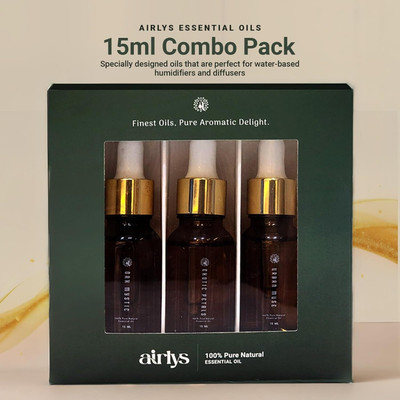 airlys Essential Oils 15ml Combo: Oak Mystic, Exotic Petals, Urban Muse, Eucalyptus(45 ml)