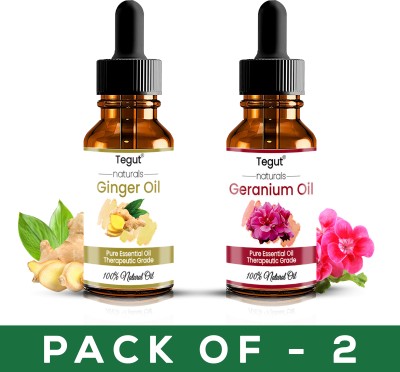 Tegut Essential Oils Ginger and Geranium Pure and Natural Oils 15ml (Pack of 2)(30 ml)