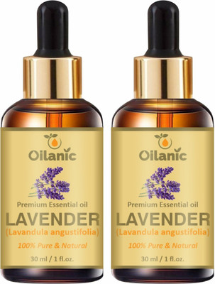 Oilanic Premium Lavender Essential Oil Combo pack of 2 bottles of 30 ml(60 ml)(60 ml)
