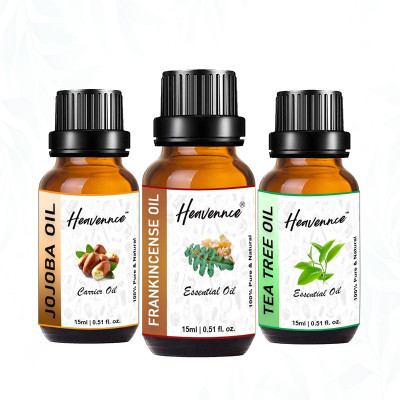 Heavennce Frankincense, Jojoba & Tea Tree Oil for Skin & Hair | Rejuvenating | Pack of 3(45 ml)