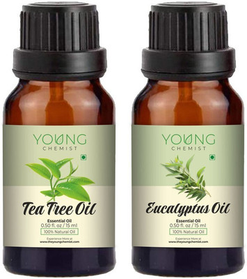 Young Chemist Pack of 2 Tea Tree & Eucalyptus Essential Oils Combo for Aromatherapy (15MLx2)(30 ml)