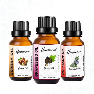 Heavennce Grapeseed, Jojoba & Rosemary Oil for Skin & Haircare | Aromatherapy | Pack of 3(45 ml)