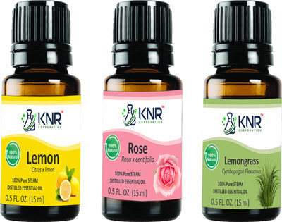 KNR CORPORATION Lemon, Rose & Lemongrass Essential combo pack ( 15 ml Each)(45 ml)