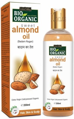 Indus Valley BioOrganic Cold Pressed Sweet Almond Body, Hair, Skin & Baby Massage Oil(200 ml)