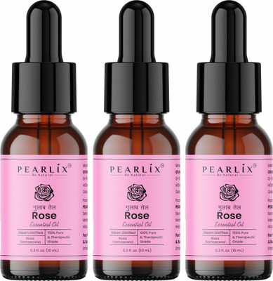 PEARLiX Rose Essential Oil | Pack Of 3 For Glowing & Pigmentation, Silky & Strong Hair(30 ml)