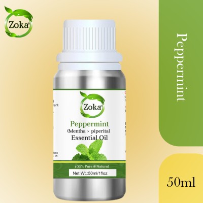 Zoka Peppermint Essential Oil Undiluted Therapeutic grade for Hair, Diffuser(50 ml)