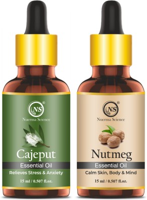 Nuerma Science Cajeput Essential Oil & Nutmeg Essential Oil (Pack of 2, 15 ML Each)(30 ml)