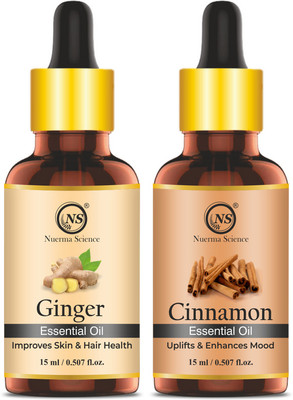 Nuerma Science Pure Ginger Oil and Cinnamon ( Dalchini ) Oil (Pack of 2, 15 ML Each)(30 ml)