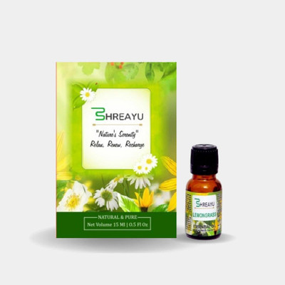 shreayu Lemongrass Essential oil Undilute Natural & Pure oil for Skin care, Hair Care(15 ml)