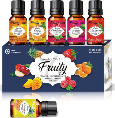 Parag Fragrances Fruity Pure, Natural & Organic Essential Oils Set 6 in 1(6 ml)