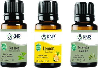 KNR CORPORATION KNR Lemon Eucalyptus & Tea Tree Essential Oil For Skin & Hair - 15 ml Each(45 ml)