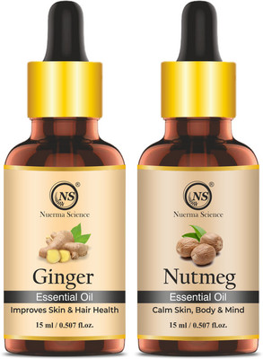 Nuerma Science Pure Ginger Oil and Nutmeg ( Jaiphal ) Oil (Pack of 2, 15 ML Each)(30 ml)