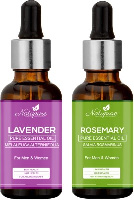 Natupure Rosemary and Lavender Essential Oil | Hair Growth, Skin Care and Aromatherapy(30 ml)