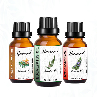 Heavennce Eucalyptus, Frankincense & Rosemary Oil for Skin & Hair Care|Aroma|Pack of 3(45 ml)