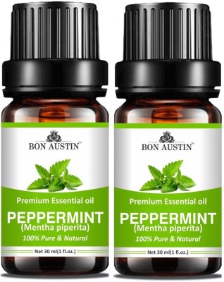 Bon Austin Peppermint Essential Oil for Therapeutic grade for Steaming - 30ml Pack of 2(60 ml)