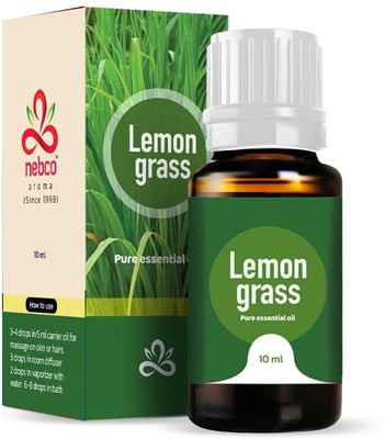 nebco aroma Lemon Grass Essential oil for Skin Glow And Hairs Helps in Concentration(10 ml)