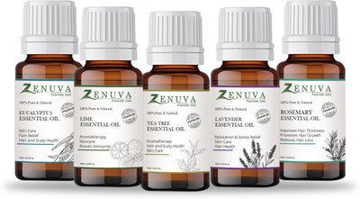 Zenuva Essential Oils Set Top 5 - Eucalyptus, Lime, Teatree, Lavender, Rosemary(50 ml)