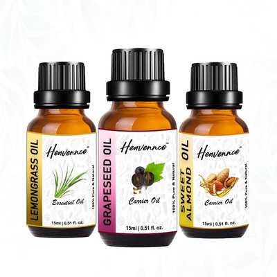 Heavennce Grapeseed, Lemongrass, Sweet Almond Oil for Skin & Haircare | Aroma | Pack of 3(45 ml)