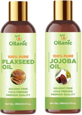 Oilanic Premium Flaxseed Oil & Jojoba Oil Combo pack of 2 bottles of 100 ml(200 ml)(200 ml)