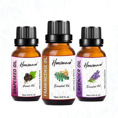 Heavennce Frankincense, Grapeseed & Lavender Oil for Skin & Hair Care|Hydration|Pack of 3(45 ml)