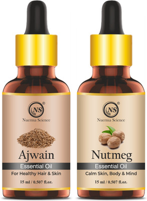 Nuerma Science Pure Ajwain and Nutmeg Essential Oil (Pack of 2, 15 ML Each)(30 ml)
