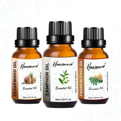 Heavennce Camphor, Cedarwood & Frankincense Oil for Skin & Hair |Aromatherapy|Pack of 3(45 ml)