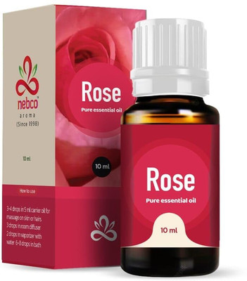 nebco aroma Rose Essential Oil for Skin Glow And Hairs Helps in Concentration & Meditation(10 ml)