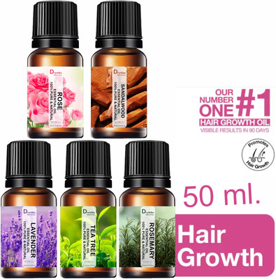 DRONTIKA WILD & PURE Essential Oil Rosemary Tea Tree Lavender Rose & Sandalwood for Aromatherapy(50 ml)
